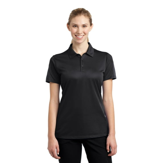 Sport-Tek Ladies PosiCharge Active Textured Colorblock Polo-3XL (Black/ Grey)