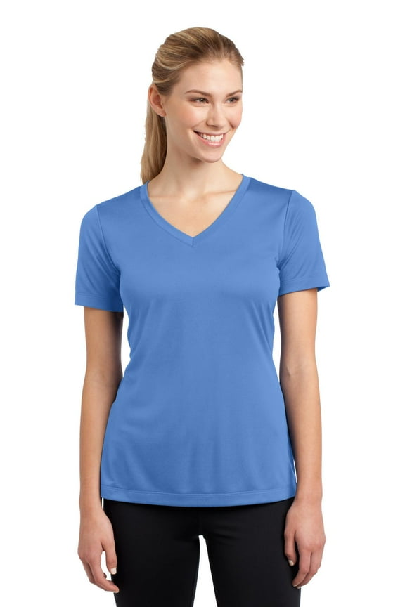 Ladies PosiCharge Competitor V Neck Tee-XL (Carolina Blue)