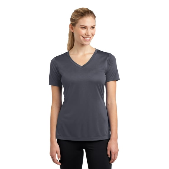Sport-Tek Ladies PosiCharge Competitor V Neck Tee-XL (Iron Grey)