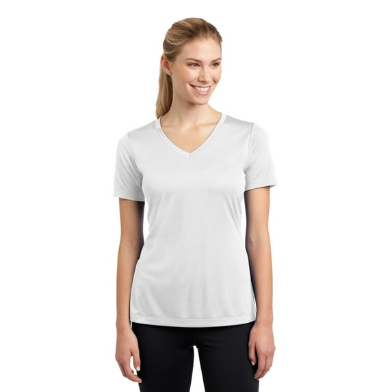Sport-Tek Ladies PosiCharge Competitor V Neck Tee-XS (White)