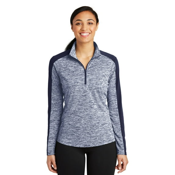 Sport-Tek Ladies PosiCharge Electric Heather Colorblock 1/4-Zip Pullover. LST397