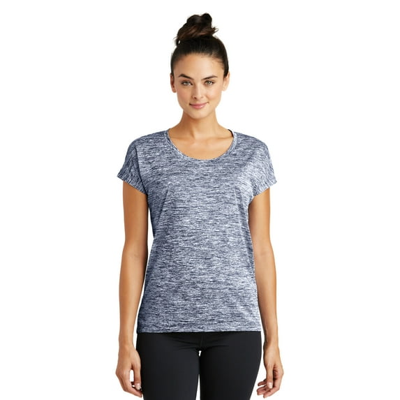 Sport-Tek Ladies PosiCharge Electric Heather Sporty Tee-L (True Navy Electric)