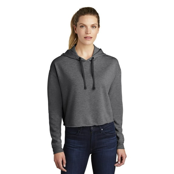 Sport-Tek Ladies PosiCharge Tri-Blend Wicking Fleece Crop Hooded Pullover LST298