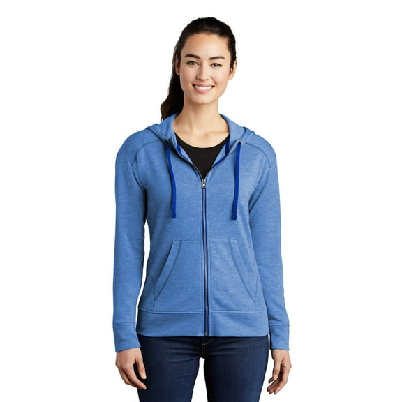 Sport-Tek LST293 Ladies PosiCharge Tri-Blend Wicking Fleece Full-Zip Hooded Jacket