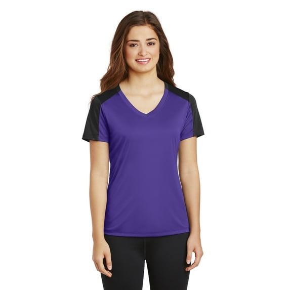 Sport-Tek Ladies PosiChargeCompetitor Sleeve-Blocked V-Neck Tee