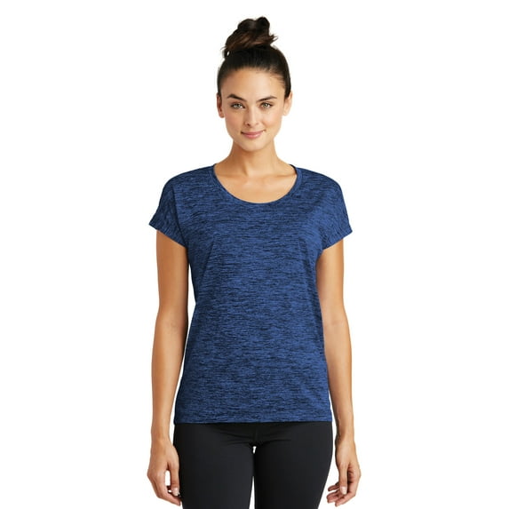Sport-Tek Ladies Posicharge Electric Heather Sporty Tee Lst390 - Dark Royal- Black Electric - S