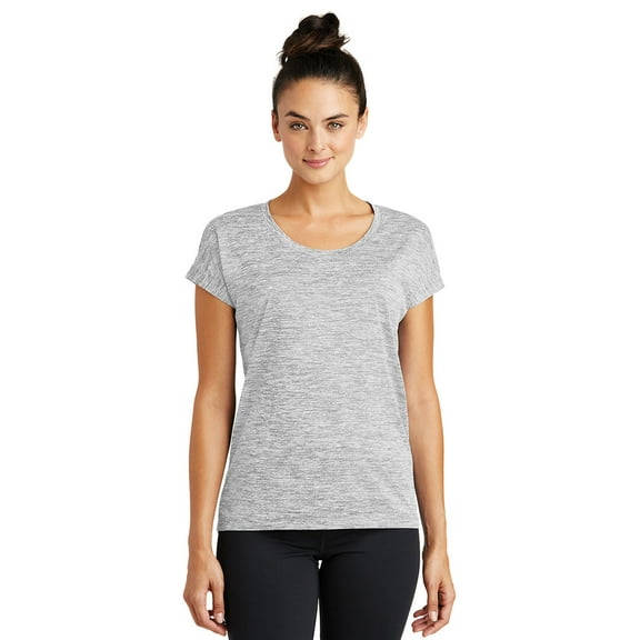 Sport Tek 1243803 Ladies PosiCharge Electric Heather Sporty Tee, Silver Electric - Medium