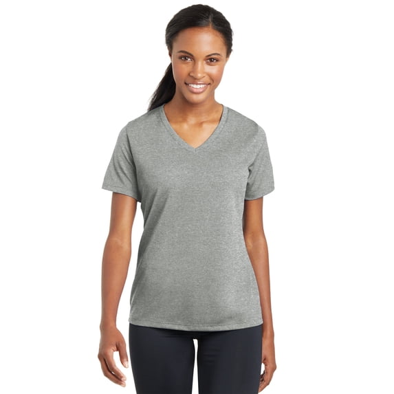 Sport-Tek Ladies Posicharge Racermesh V-Neck Tee Lst340 - Grey Heather - XL