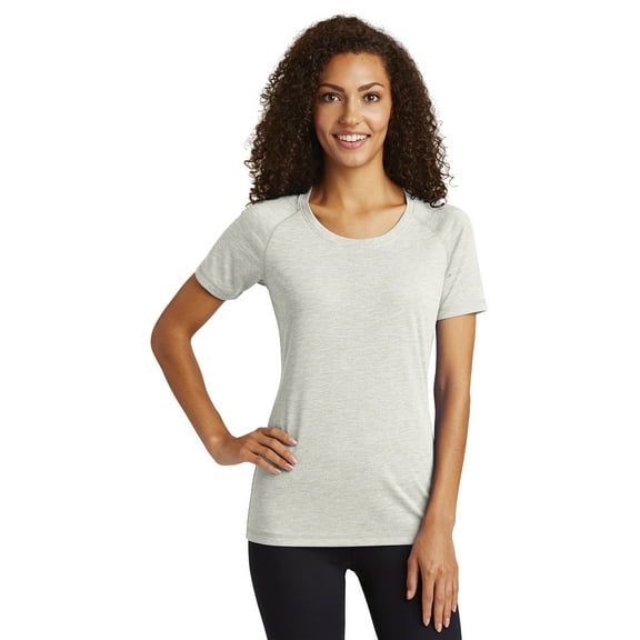 Sport-Tek Ladies Posicharge Tri-Blend Wicking Scoop Neck Raglan Tee Lst400 - Light Grey Heather - XXL