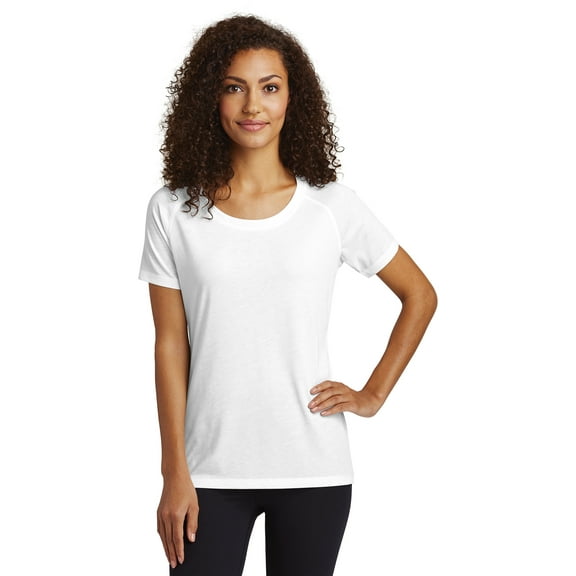 Sport-Tek Ladies Posicharge Tri-Blend Wicking Scoop Neck Raglan Tee Lst400 White M