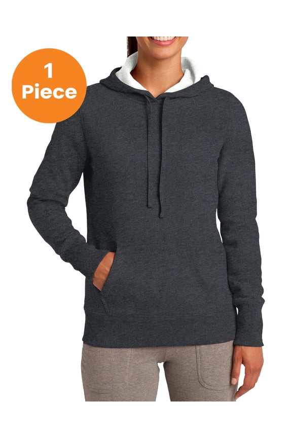 Ladies Pullover Hooded Sweatshirt. LST254, Graphite Heather, XS, Womens Hoodies