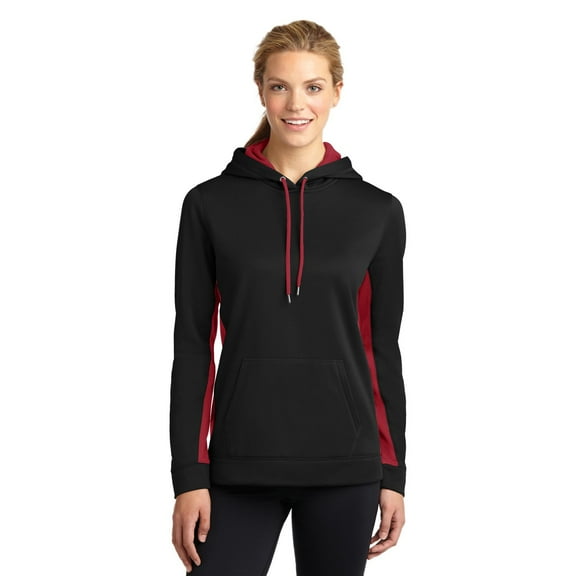 Sport-Tek LST235 Ladies Sport-Wick Fleece Colorblock Hooded Pullover