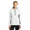 thumbnail image 1 of Sport-Tek ® Ladies Sport-Wick ® Fleece Colorblock Hooded Pullover. LST235, 1 of 3