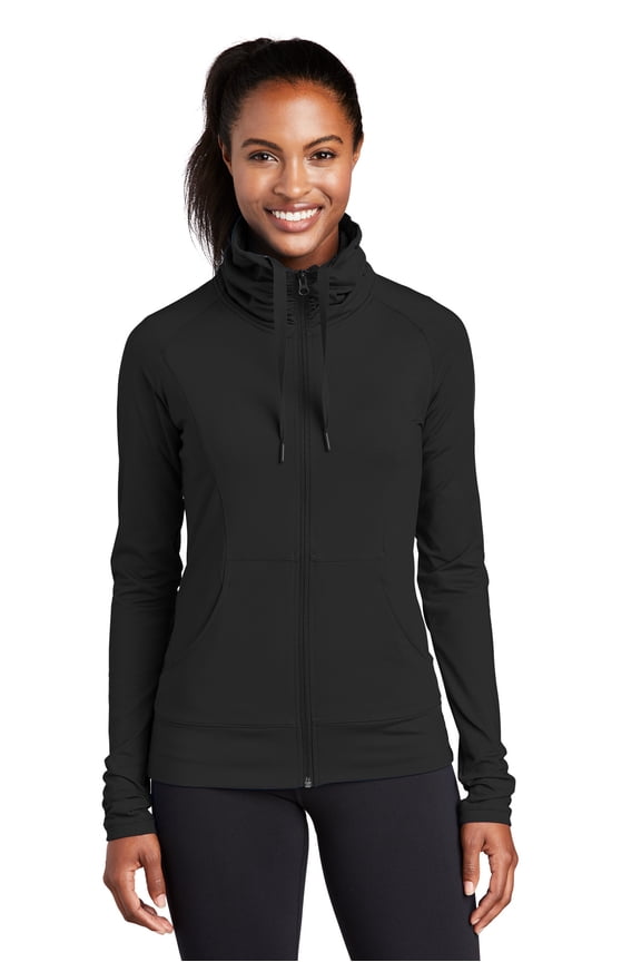 Ladies Sport-Wick Stretch Full-Zip Jacket. Lst852 , LST852 , Black , XX-Large