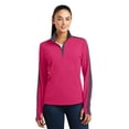 thumbnail image 1 of Sport-Tek Ladies Sport Wick Textured Colorblock 1/4 Zip Pullover-L (Pink Raspberry/ Iron Grey), 1 of 6