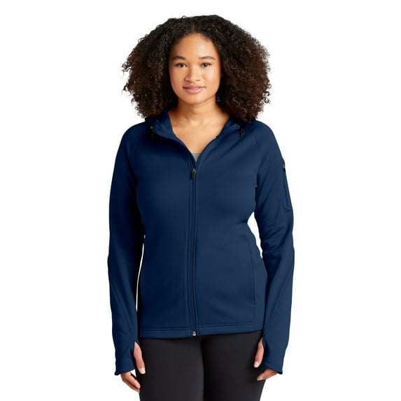 Sport-Tek Ladies Tech Fleece Full Zip Hooded Jacket-XS (True Navy)