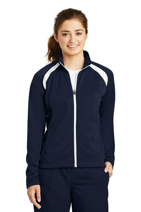 Ladies Tricot Track Jacket - True Navy/White - XXXX-Large