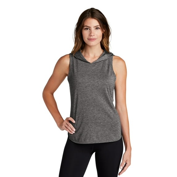 Sport-Tek LadiesDraft Hoodie Tank LST410 4XL Black/ Dark Grey Heather