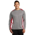 thumbnail image 1 of Sport-Tek Long Sleeve Heather Colorblock Contender Tee-4XL (Vintage Heather/ True Red), 1 of 6