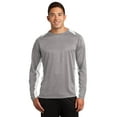thumbnail image 1 of Sport-Tek Long Sleeve Heather Colorblock Contender Tee-XL (Vintage Heather/ White), 1 of 6