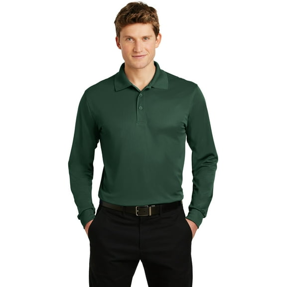 Sport-Tek Long Sleeve Micropique Sport Wick Polo (ST657) Forest Green, XL