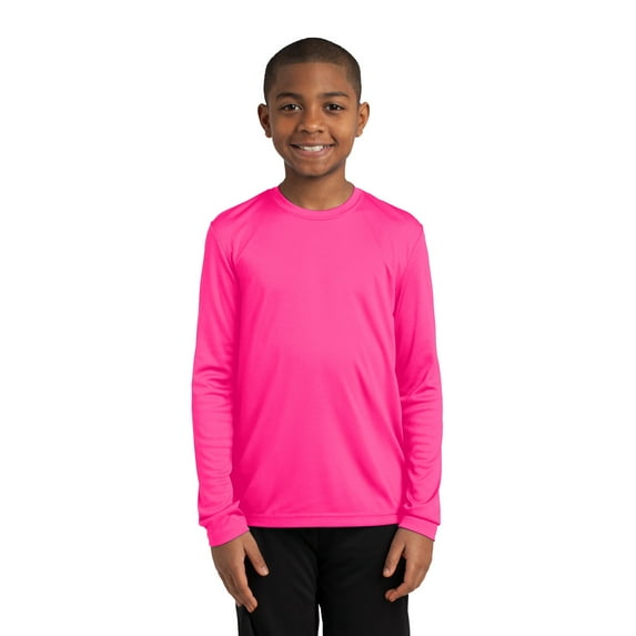 Sport-Tek Long Sleeve Tee (YST350LS) Neon Pink, L