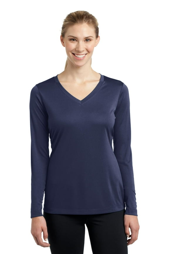 Long Sleeve V-Neck Tee (LST353LS) True Navy, 2XL
