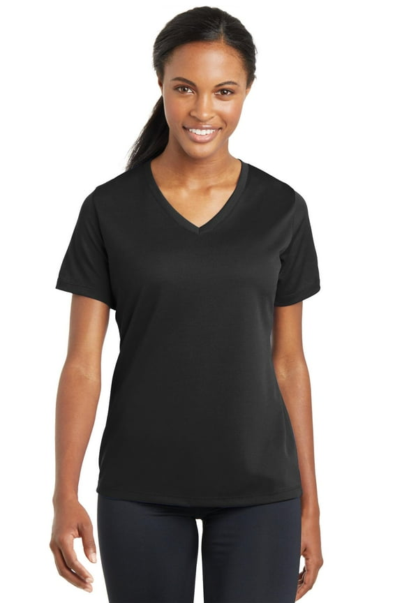 Lst340 Ladies Posicharge Racermesh V-Neck Tee