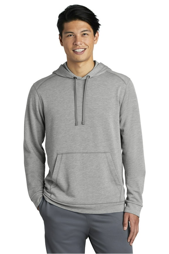 Sport Tek Male Mock Neck Hooded Pullover Light Grey Hth X-Large