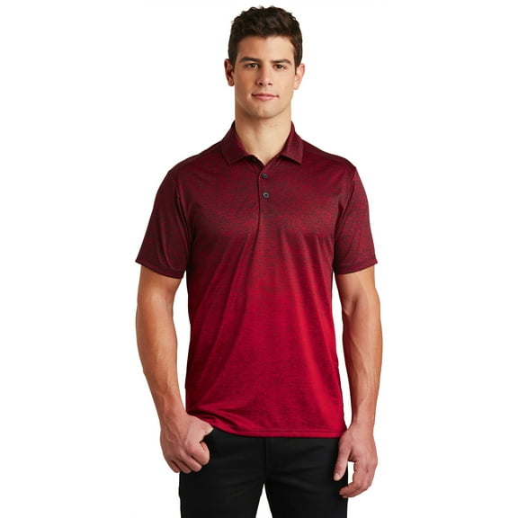 Sport Tek Men Male Shirt Collar Polo Deep Red/Black X-Large