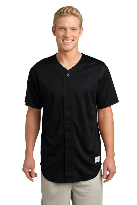 Men's 100 Percent Polyester Tough Mesh Full-Button Jersey. ST220