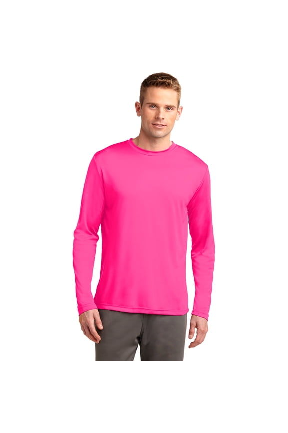 Men's Athletic Cut Long Sleeve Polyester Basic Tee
