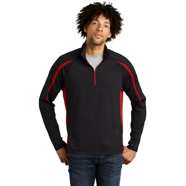 Sport Tek Men s Cadet Collar 1 2 Zip Colorblock Pullover Walmart Business Supplies