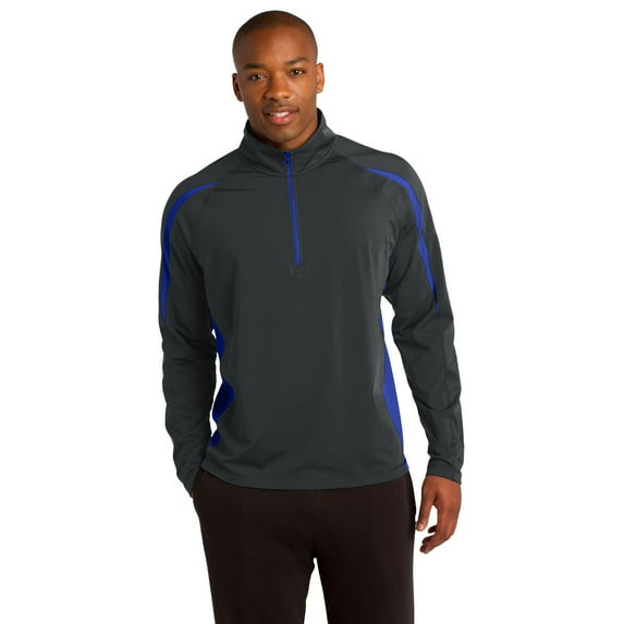 Sport-Tek Men's Cadet Collar 1/2-Zip Colorblock Pullover