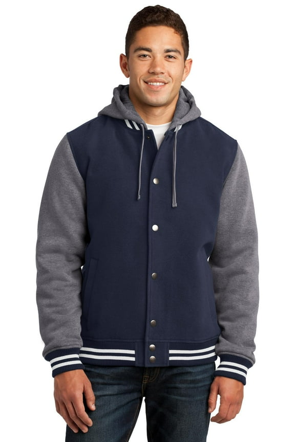 Sport Tek Men's Drawcord Insulated Letterman Jacket_Tr Navy/Vnt He_XXXX-Large