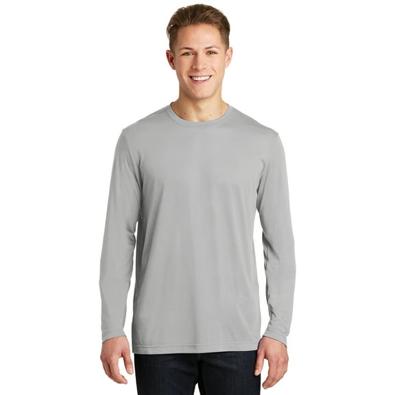 Sport Tek Men's Long Sleeve PosiCharge Competitor Cotton Touch Tee, Silver, L