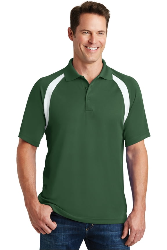 Men's Performance Colorblock Polo Shirt_Forest Green/White_S