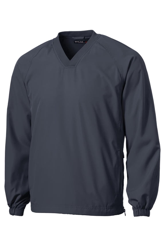 Men's Rib Knit V-Neck Collar Soft Raglan Wind Shirt