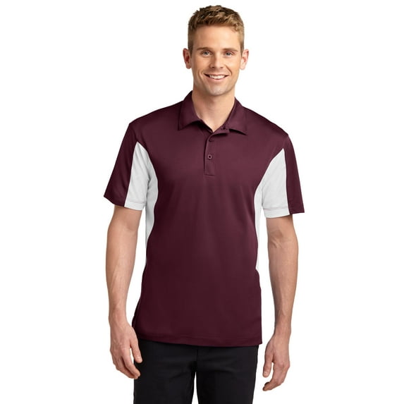 Sport-Tek Men's Side Block Performance Polo Shirt_Maroon/White_XS