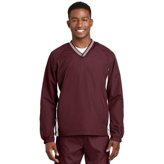 Sport-Tek Men's Tipped V-Neck Raglan Wind Shirt. JST62