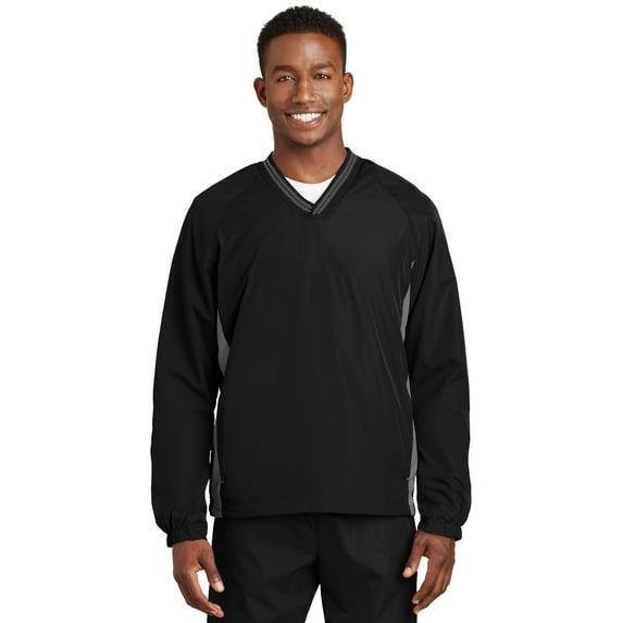 Sport-Tek Men's Tipped V-Neck Raglan Wind Shirt
