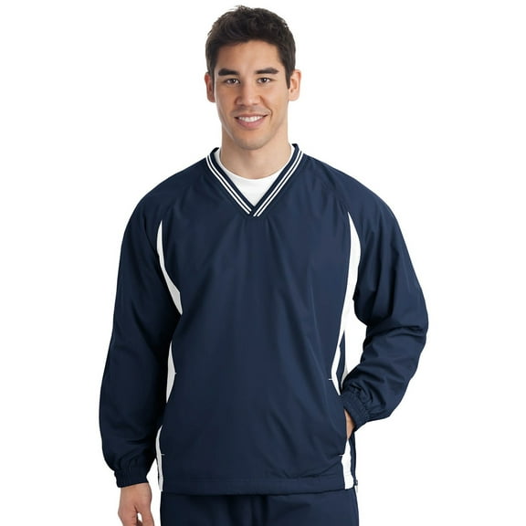 Sport-Tek Men's Tipped V-Neck Raglan Wind Shirt