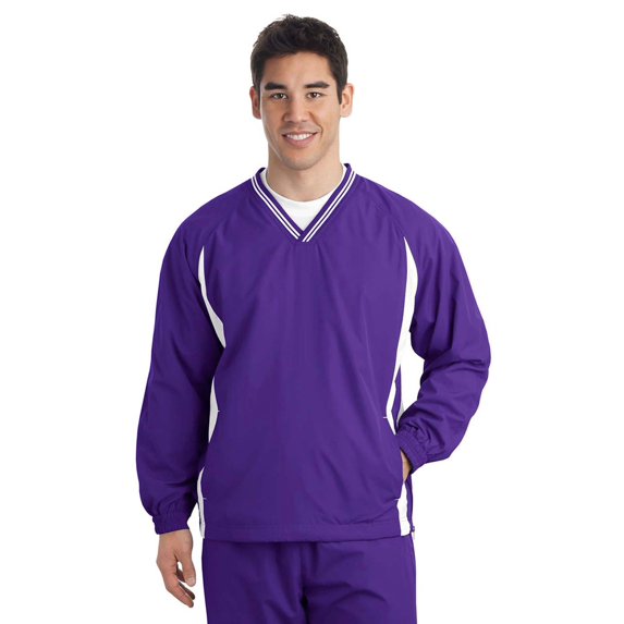 Sport-Tek Men's Tipped V-Neck Raglan Wind Shirt