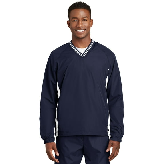 Sport-Tek Men's Tipped V-Neck Raglan Wind Shirt