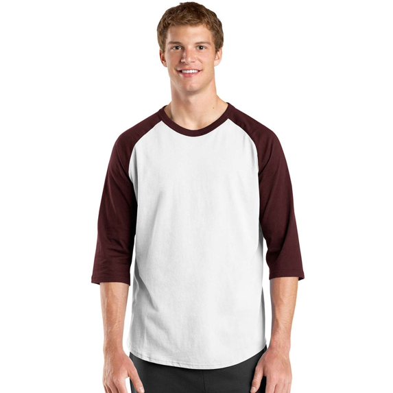 Sport-Tek Mens 3/4 Raglan Sleeves Colorblock Jersey, White/Maroon, XXXXX-Large, Style, T200