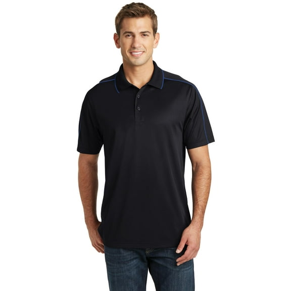 Sport-Tek Micropique Piped Polo (ST653) Black/True Royal, M
