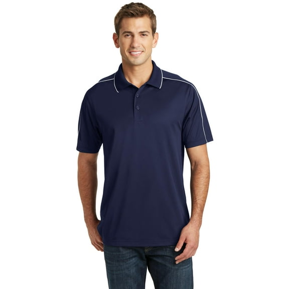 Sport-Tek Micropique Sport Wick Piped Polo-XL (True Navy/ White)