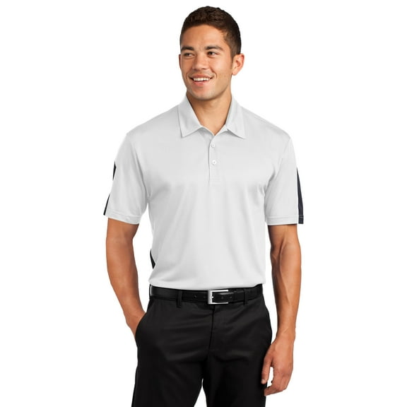 Sport-Tek PosiCharge Active Textured Colorblock Polo-XS (White/ Grey)