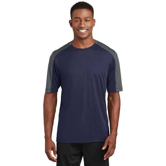 Sport-Tek PosiCharge Competitor Sleeve Blocked Tee-XL (True Navy/ Iron Grey)