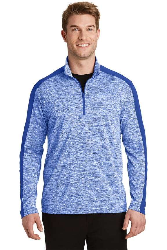 PosiCharge Electric Heather Colorblock 1/4-Zip Pullover. ST397
